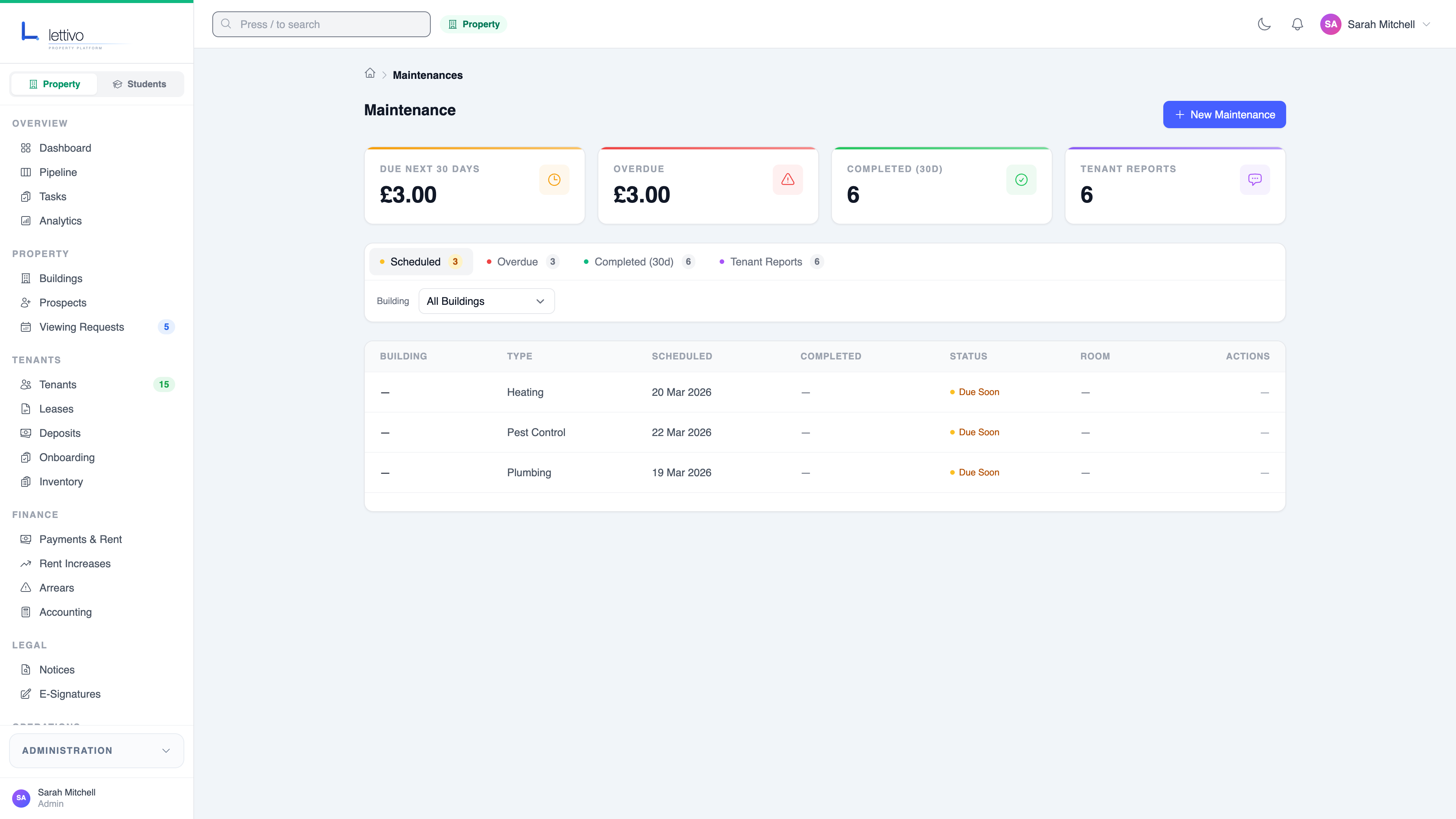 Maintenance Tracking